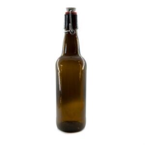Eske med 24 stk glassflasker med patentkork, ideell for brygging, safting og oppbevaring.
