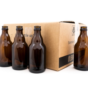 Eske med brune belgiske flasker
